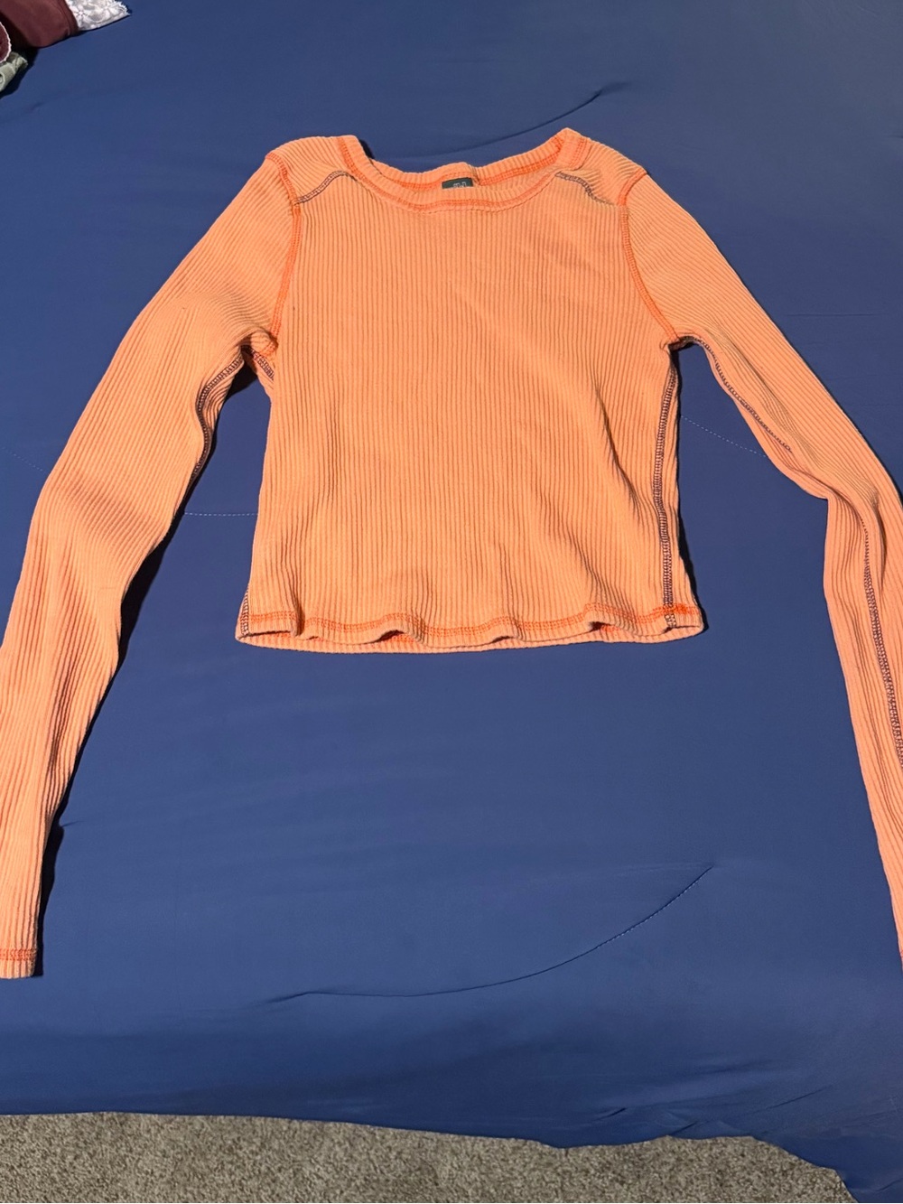 wild fable Orange Ribbed Long-Sleeve Crop Top
